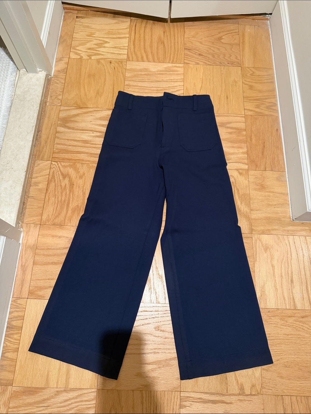 Maeve Navy Wide-Leg Chinos